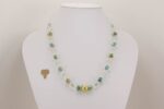quartz crystal bead necklace with teal glass beads