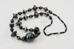 black raku glass bead necklace