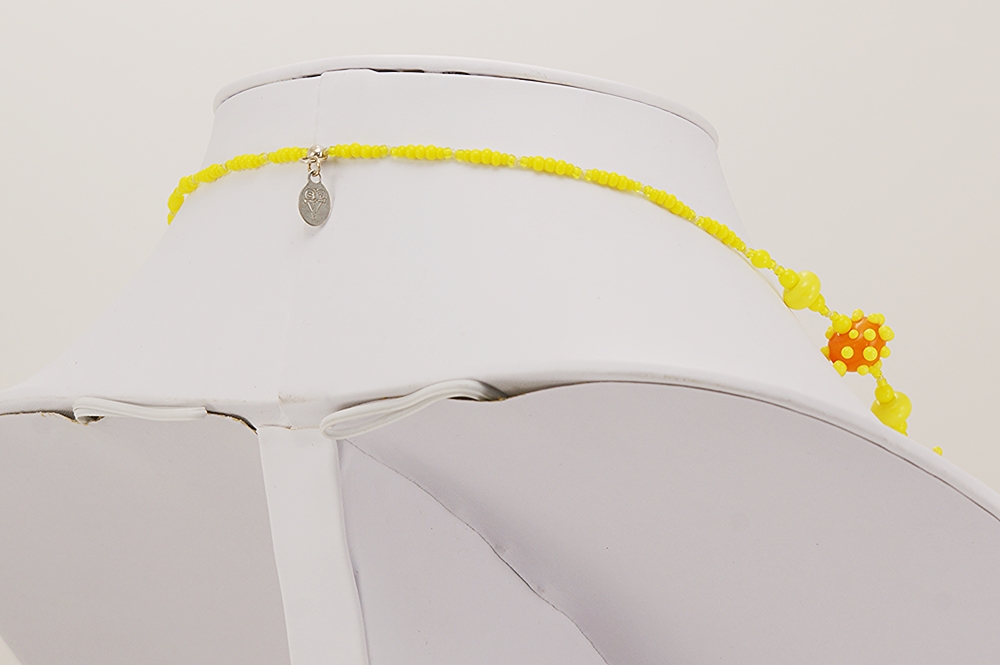 Yellow and orange glass bead necklace
