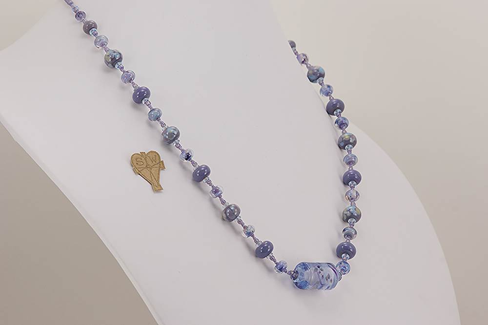 Lavender and light blue glass bead necklace.