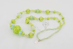 Bright spring green and robin's egg blue glass bead necklace