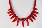 Red coral bead and horn necklace.