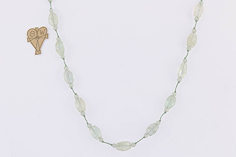 Soft green, faceted, moss agate, necklace.