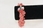 Red bamboo coral, rose quartz, watermelon agate, sterling silver bracelet.