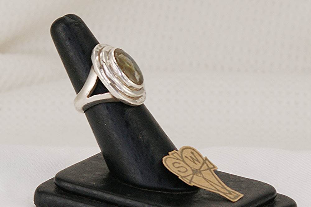 Sterling silver and semi precious, labradorite, handmade ring.