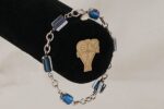 Ocean blue glass bead bracelet with sterling silver.