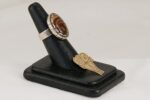 Silver and brown jasper stone ring.