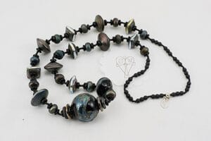 black raku glass bead necklace