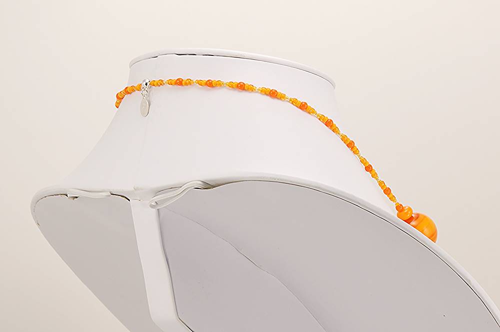 Tangerine orange glass bead necklace.