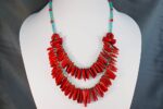 Red bamboo coral necklace with howlite turquoise.