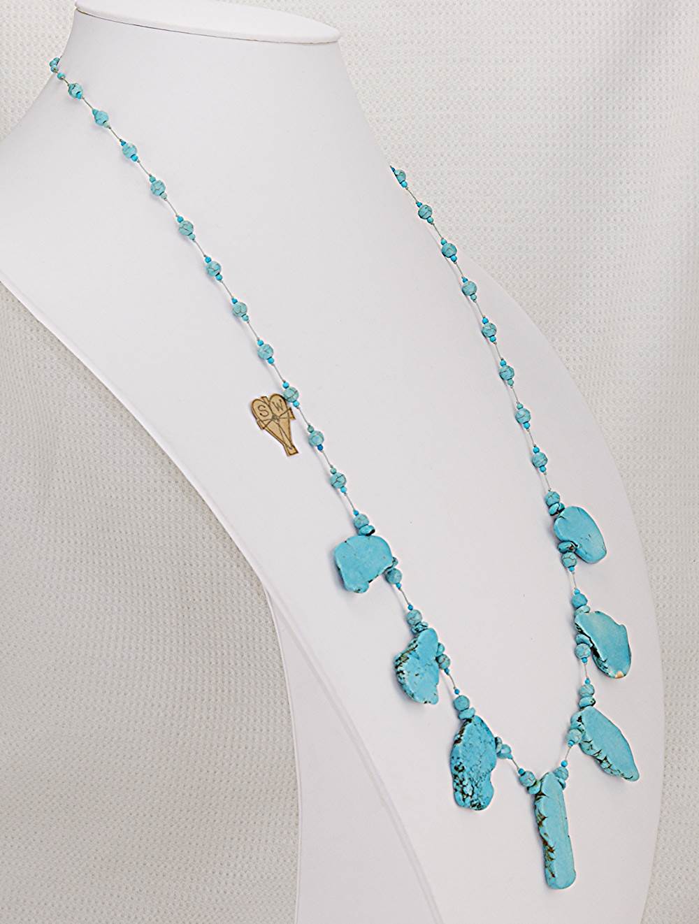Necklace handmade of genuine turquoise slabs.