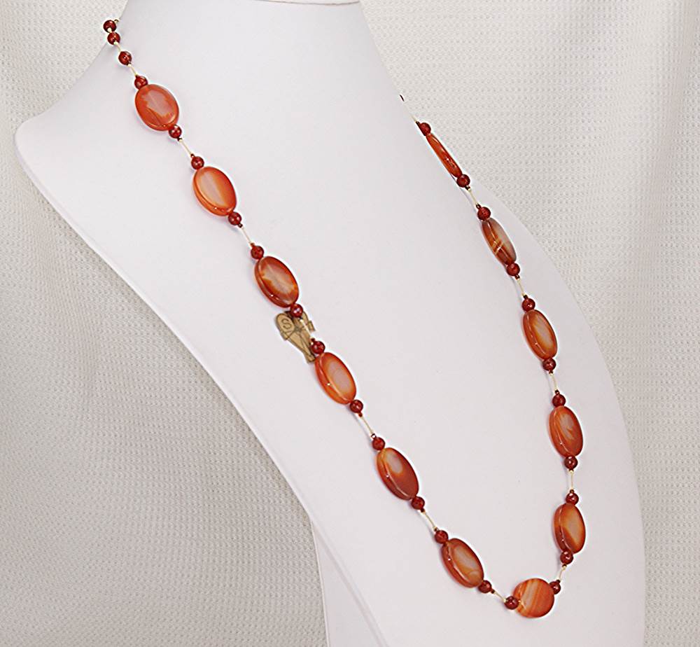 Deep rust orange agate necklace