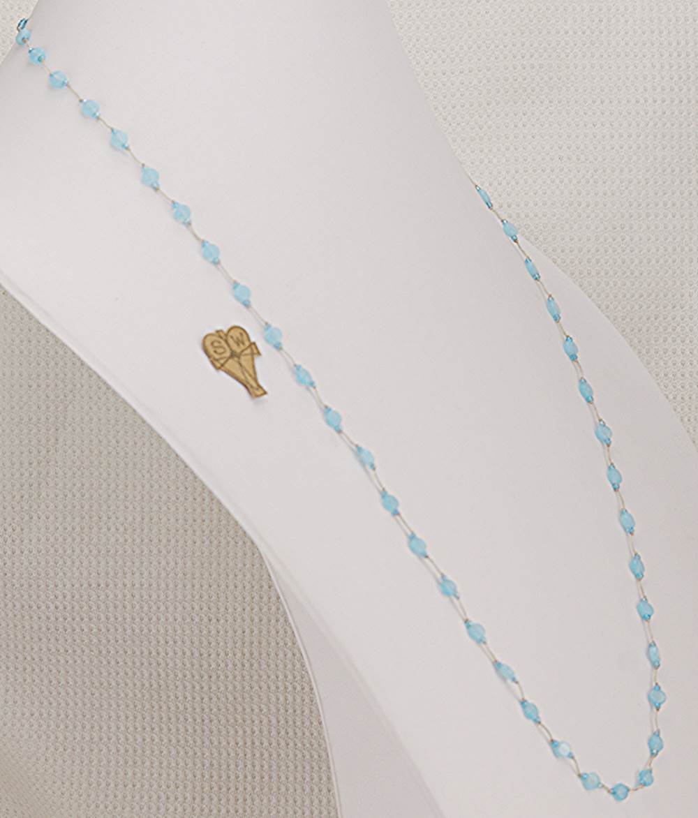 Necklace handmade of vintage, light blue, Austrian beads.