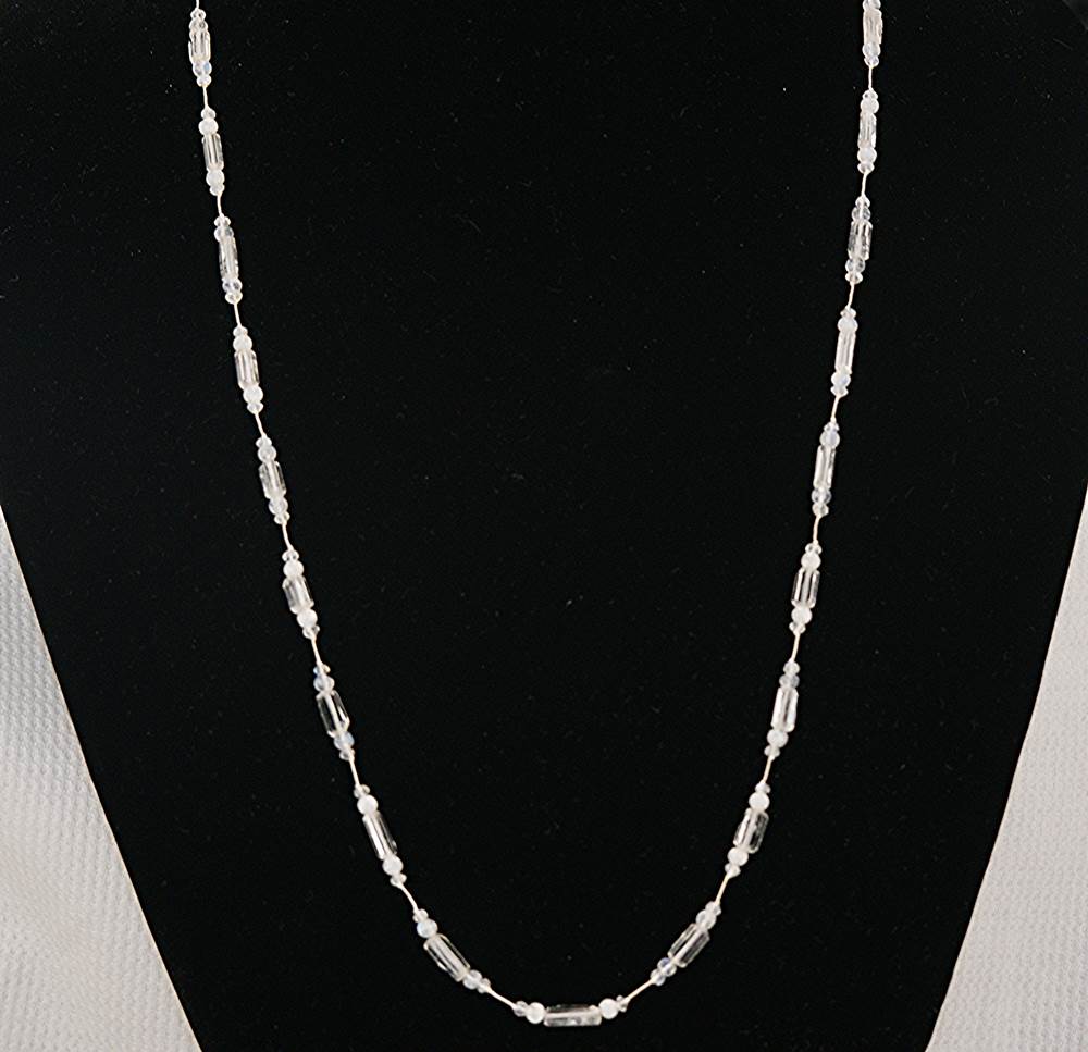 33 inch long, raw, quartz rock crystal necklace
