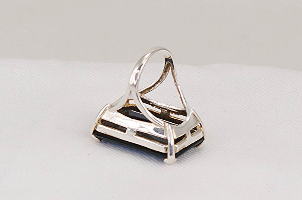 Sterling silver deep cobalt blue Maxixe beryl statement ring.