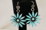 Turquoise and sterling silver handmade flower earrings.
