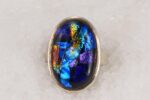 Dichroic glass and sterling silver ring.