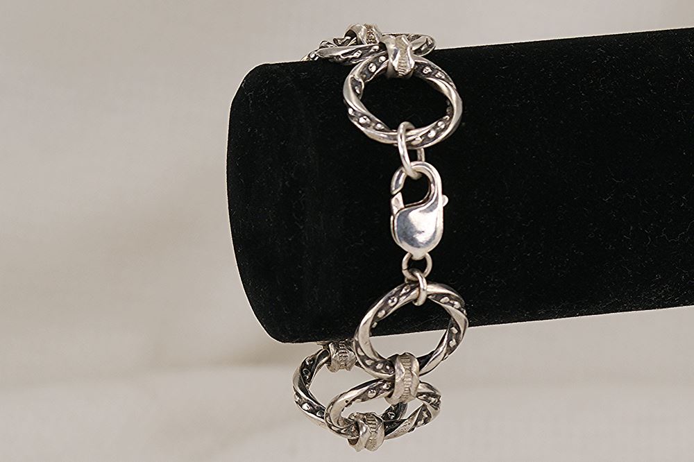 Handmade all sterling silver big link bracelet with large lobster clasp.
