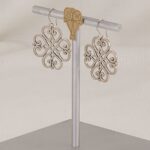 Solid sterling silver scroll work quatrefoil earrings.