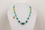 ocean blue green beaded necklace silver accents