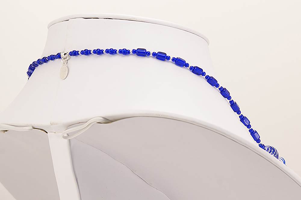 Red white and blue beaded patriotic necklace.