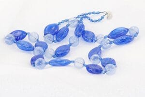 Delft and royal blue glass bead necklace.