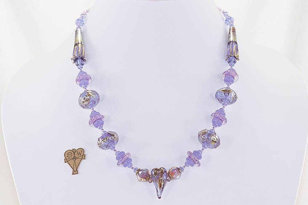 Purple violet and amethyst beaded necklace.