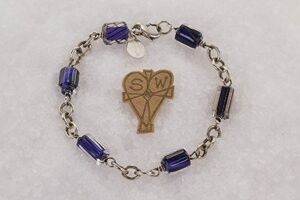 Deep purple glass bead bracelet with sterling silver.