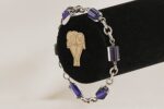 Purple, quartz crystal beaded bracelet with solid sterling silver.