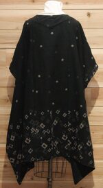 Black and warm gray Japanese linen cloak with two large front pockets.