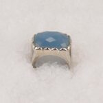 Blue chalcedony and sterling silver ring.