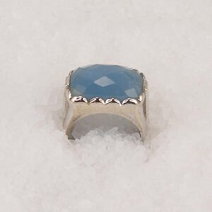 Blue chalcedony and sterling silver ring.
