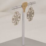 Sterling silver scroll work quatrefoil earrings.