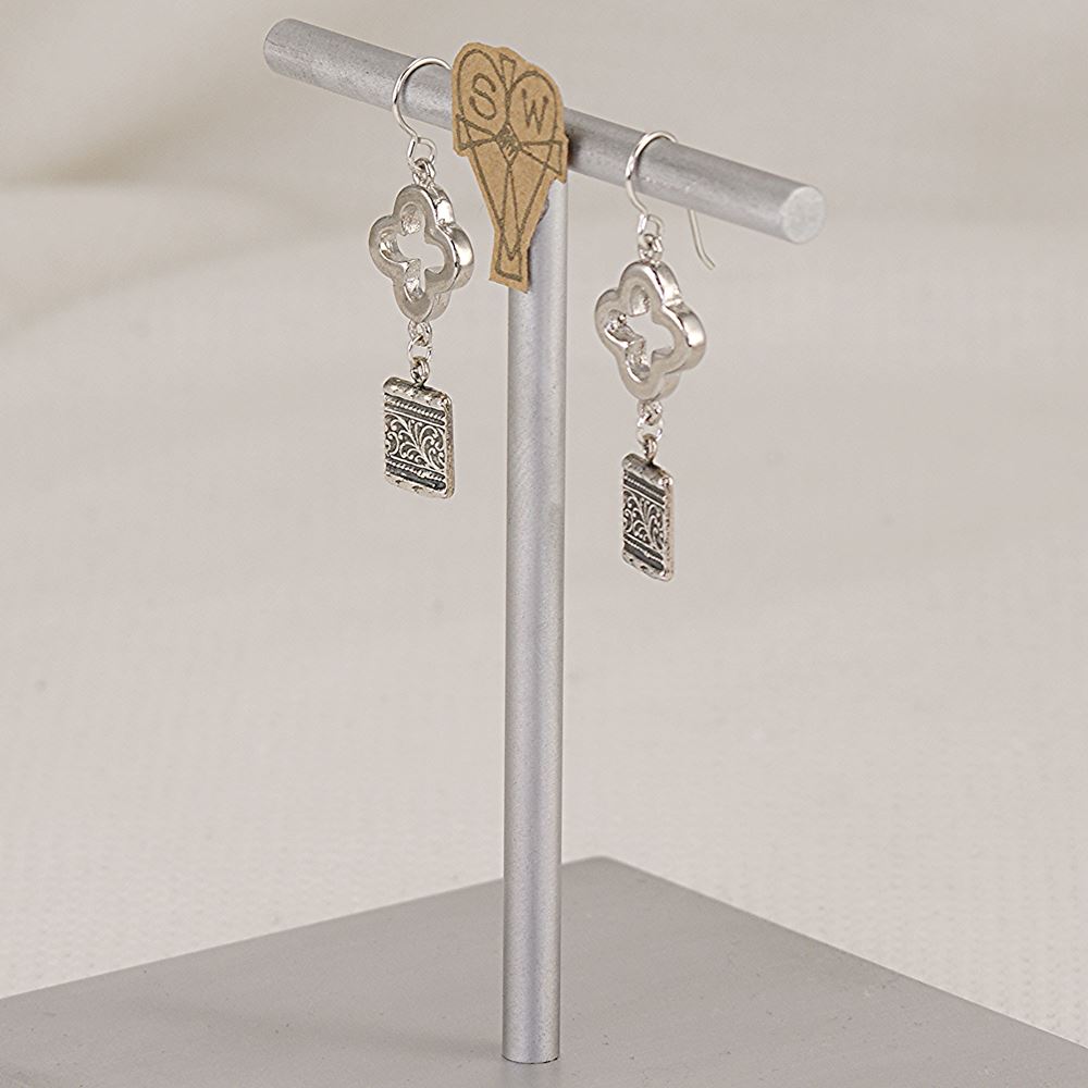 Handmade solid sterling silver quatrefoil earrings.