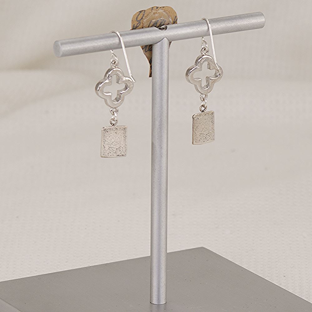 Handmade solid sterling silver quatrefoil earrings.