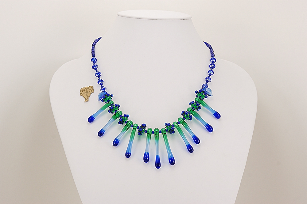 blue glass icicle necklace