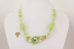 necklace made with lime green and ivory colored Italian Murrini glass beads