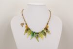 necklace autumn colored glass leaves jade gold quartz agate beads