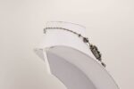 grey metallic glass necklace with sterling silver accents rear view