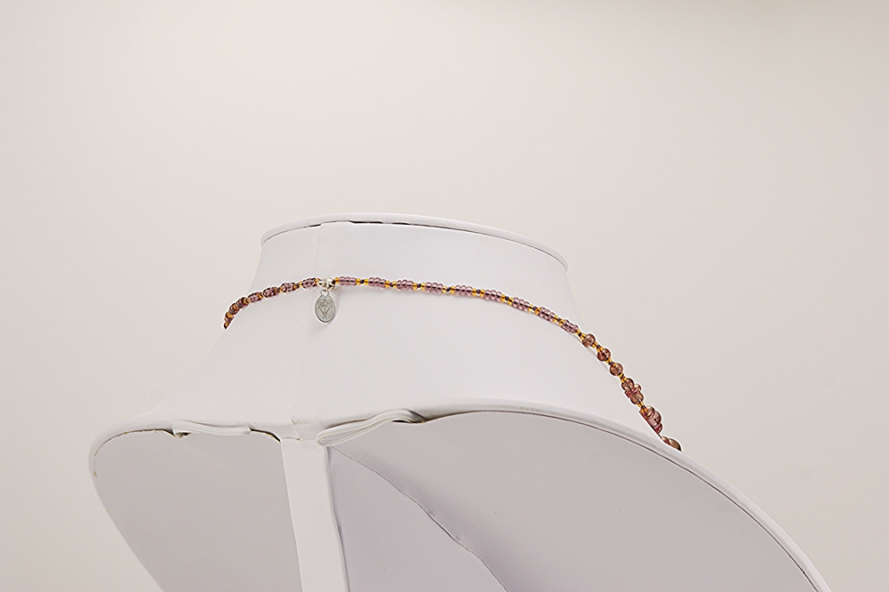 orange purple glass bead necklace