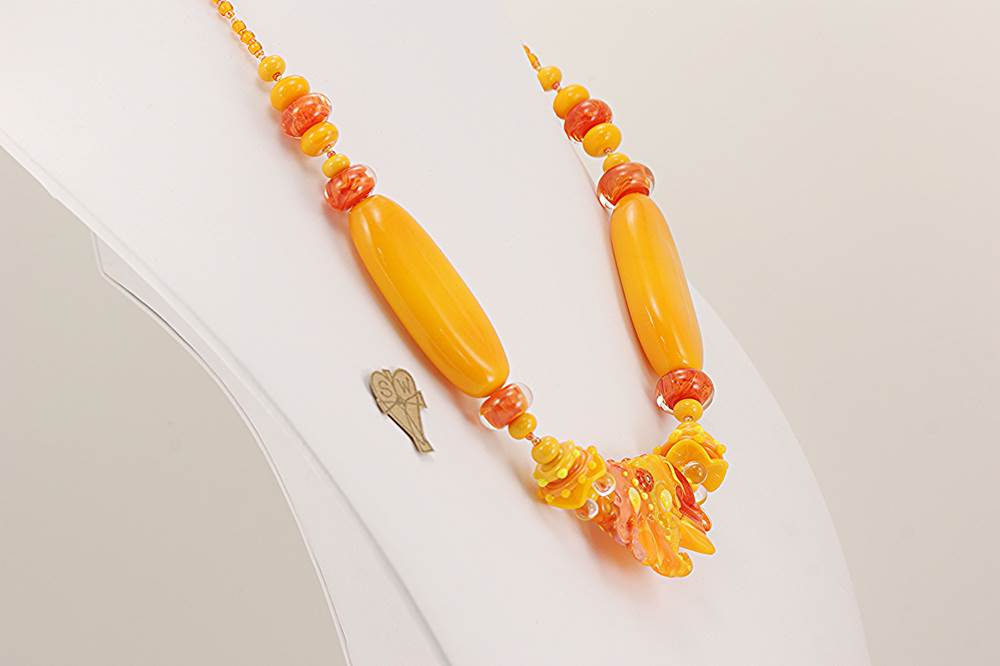 orange glass bead necklace