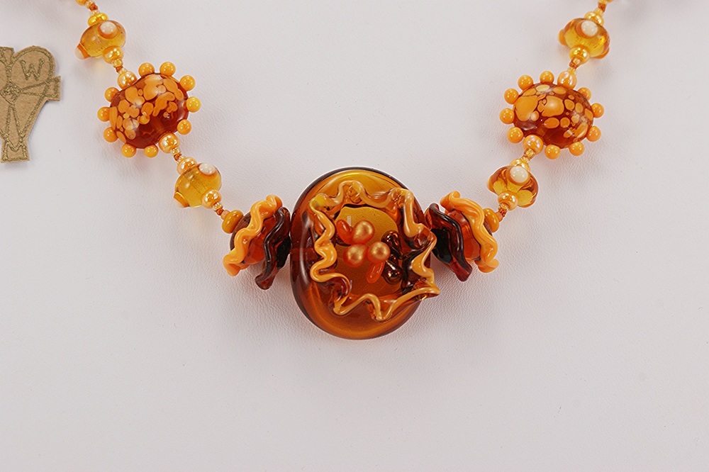 bright orange glass bead necklace