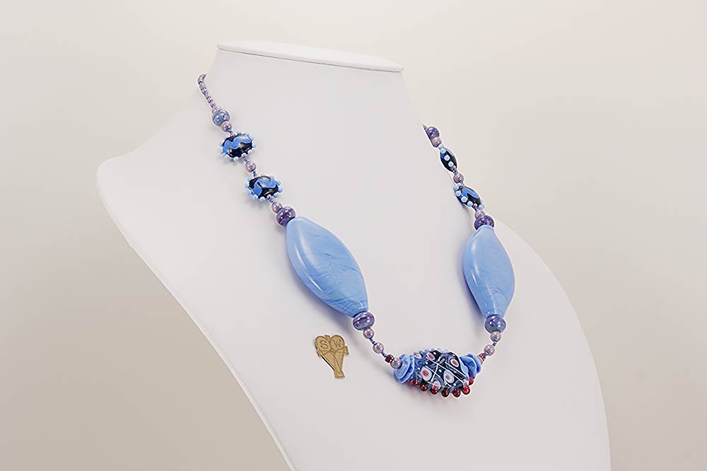 purple glass bead necklace