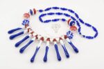 red white and blue glass bead necklace