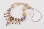 lavender, beige and pink glass bead necklace