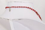 Brilliant, true red necklace with Venetian dichroic and faceted glass beads.