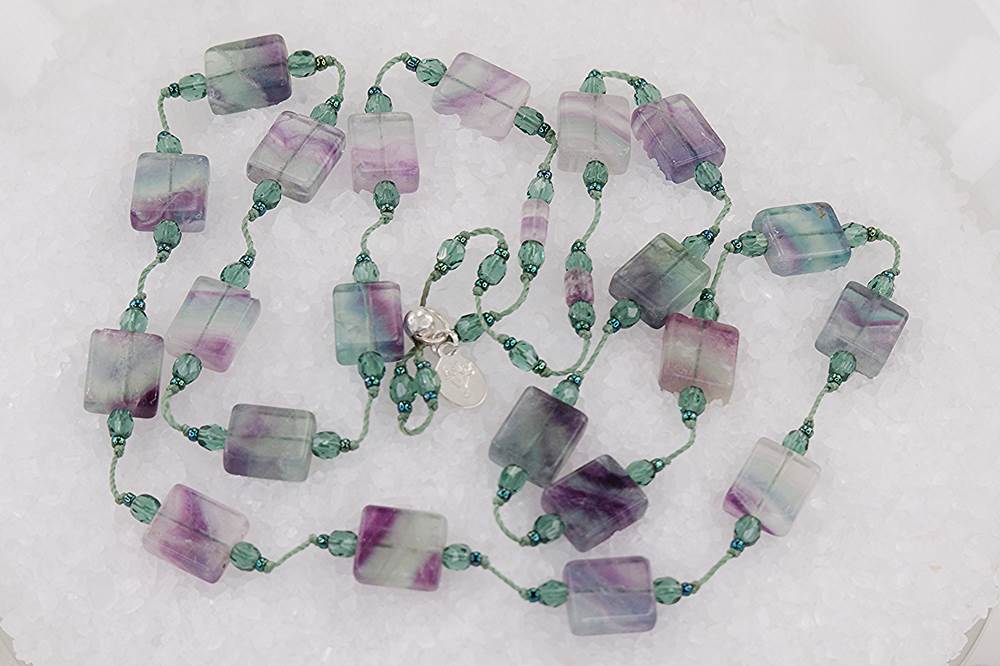 Teal and purple tourmaline necklace