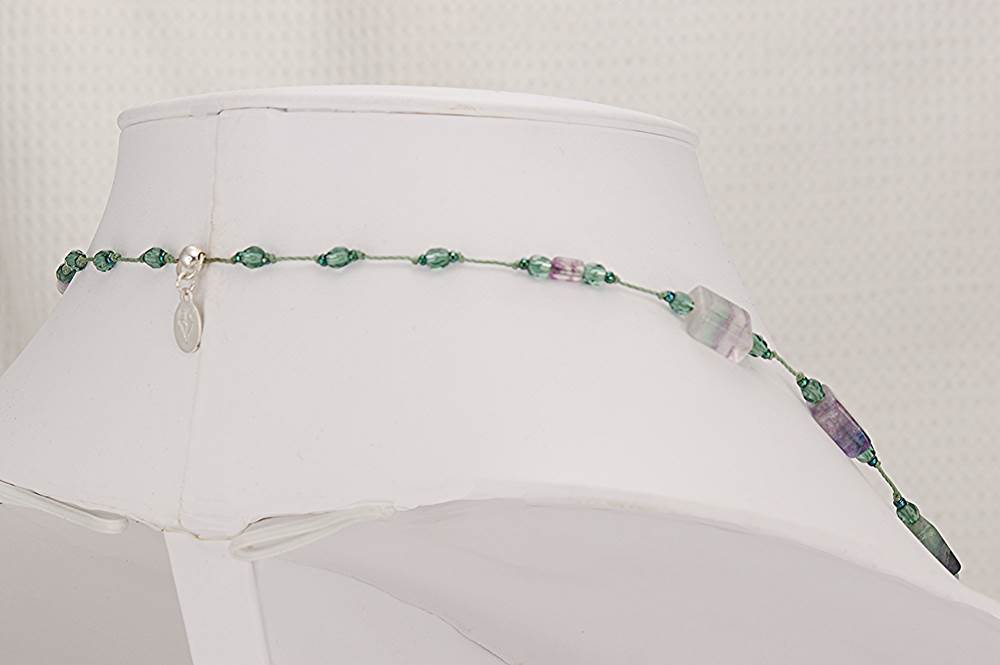 Teal and purple, semi precious tourmaline necklace.