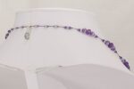 Handmade, deep purple and white quartz necklace.