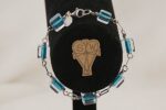 Turquoise glass beaded bracelet with sterling silver.